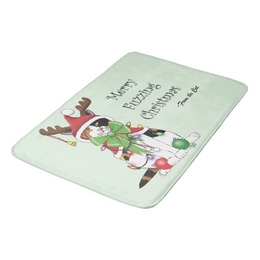 Grappige Kerstmis Calico Kat Badmat (Gekanteld)