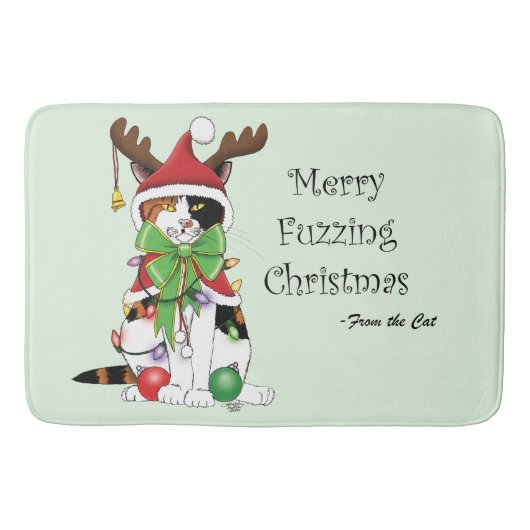 Grappige Kerstmis Calico Kat Badmat (Voorkant)