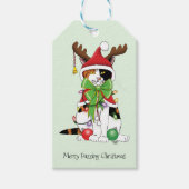Grappige Kerstmis Calico Kat Cadeaulabel (Voorkant)