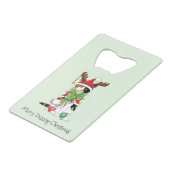 Grappige Kerstmis Calico Kat Creditkaart Flessenopener (Voorkant Gekanteld)