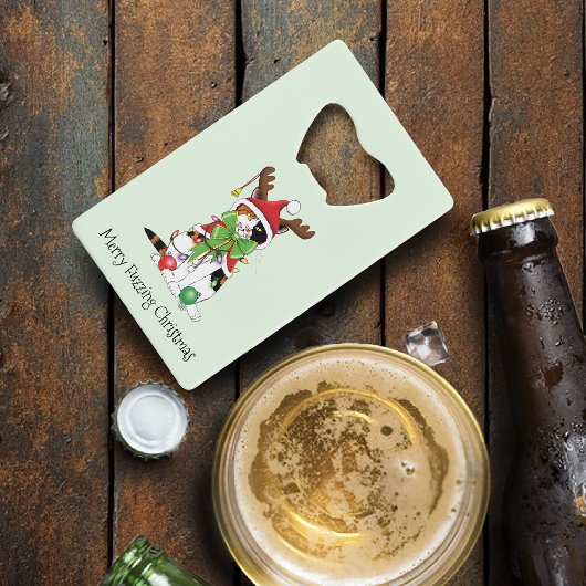 Grappige Kerstmis Calico Kat Creditkaart Flessenopener