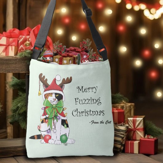 Grappige Kerstmis Calico Kat Crossbody Tas