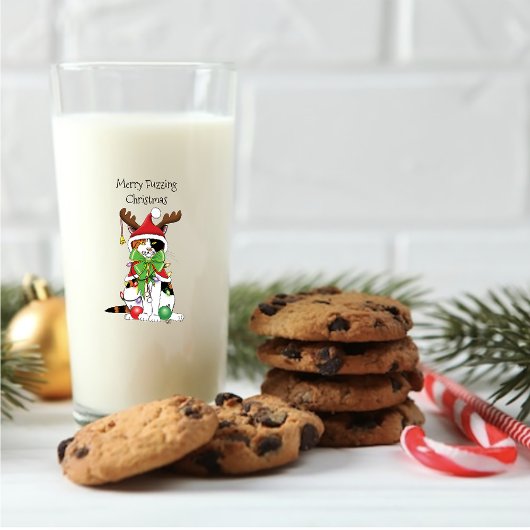 Grappige Kerstmis Calico Kat Glas