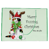 Grappige Kerstmis Calico Kat Groot Cadeauzakje (Achterkant)