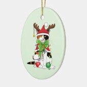 Grappige Kerstmis Calico Kat Keramisch Ornament (Links)