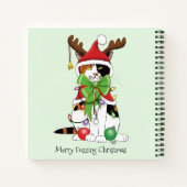 Grappige Kerstmis Calico Kat Notitieboek (Achterkant)