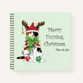 Grappige Kerstmis Calico Kat Notitieboek (Voorkant)