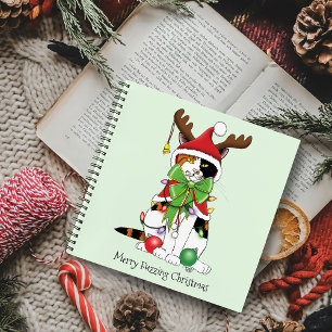 Grappige Kerstmis Calico Kat Notitieboek