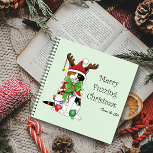 Grappige Kerstmis Calico Kat Notitieboek