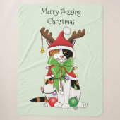 Grappige Kerstmis Calico Kat Sherpa Deken (Voorkant)
