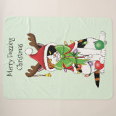 Grappige Kerstmis Calico Kat Sherpa Deken (Voorkant (horizontaal))