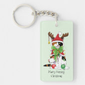 Grappige Kerstmis Calico Kat Sleutelhanger (Voorkant)