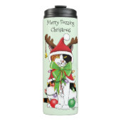 Grappige Kerstmis Calico Kat Thermosbeker (Voorkant)