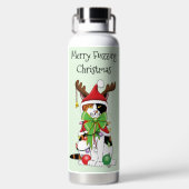 Grappige Kerstmis Calico Kat Waterfles (Achterkant)