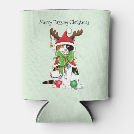 Grappige Kerstmis CalicoCat Blikjeskoeler (Voorkant)
