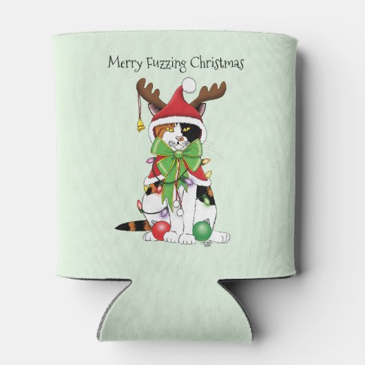 Grappige Kerstmis CalicoCat Blikjeskoeler (Achterkant)