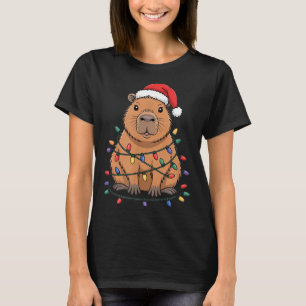 Grappige Kerstmis Capybara Schattig Cartoon Ontwer T-shirt