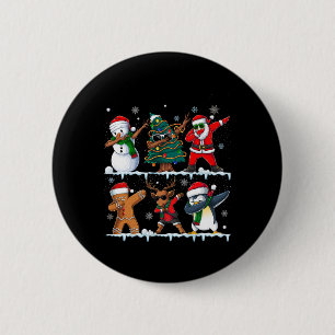 Grappige Kerstmis Dabbing Santa Elf Deer Vrienden  Ronde Button 5,7 Cm