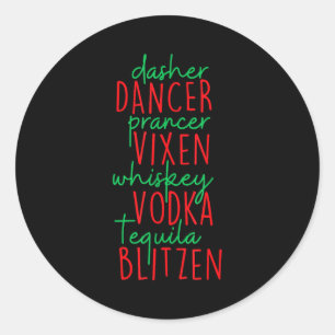Grappige Kerstmis Dasher Dancer Prancer Vixen Whis Ronde Sticker