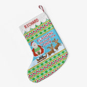 Grappige Kerstmis de | Kerstman die door Sneeuw Kleine Kerstsok (Achterkant (Hangend))