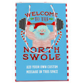 Grappige Kerstmis de Kerstman Swole Weightlifter Medium Cadeauzakje (Voorkant)