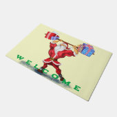Grappige Kerstmis Deurmat Santa met Gift (Schuin)