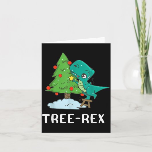 Grappige Kerstmis Dinosauriërs Kerstboom Rex Schat Kaart (Voorkant)