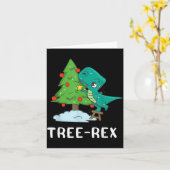 Grappige Kerstmis Dinosauriërs Kerstboom Rex Schat Kaart (Gele Bloem)