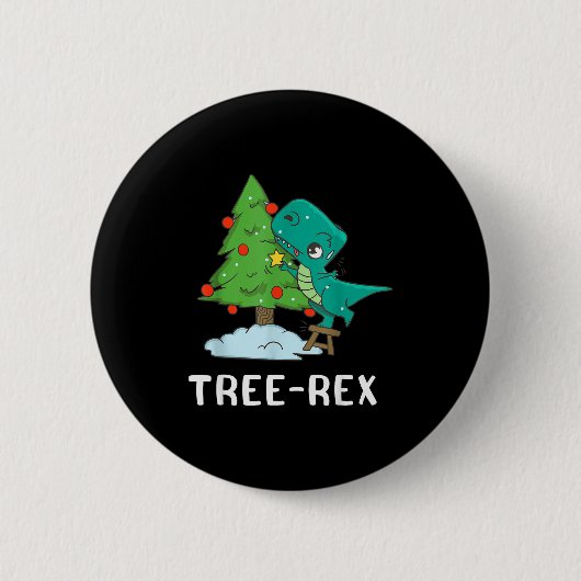 Grappige Kerstmis Dinosauriërs Kerstboom Rex Schat Ronde Button 5,7 Cm (Voorkant)