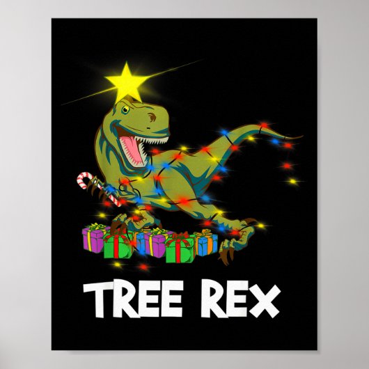 Grappige Kerstmis Dinosaurus Boom Rex Mannen Vrouw Poster (Voorkant)