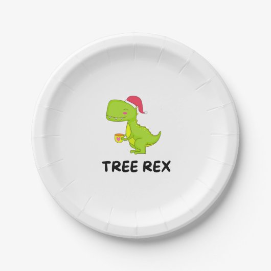 Grappige Kerstmis Dinosaurus Rex Papieren Bordje (Voorkant)