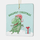 Grappige Kerstmis Dinosaurus Vakantie Keramisch Ornament (Links)