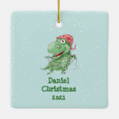 Grappige Kerstmis Dinosaurus Vakantie Keramisch Ornament (Achterkant)
