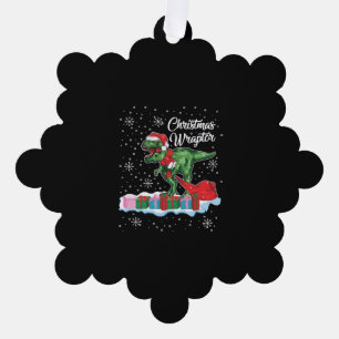 Grappige Kerstmis Dinosaurus Wraptor Velociraptor Ornament Kaart