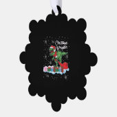 Grappige Kerstmis Dinosaurus Wraptor Velociraptor Ornament Kaart (Links)