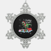 Grappige Kerstmis Dinosaurus Wraptor Velociraptor Tin Sneeuwvlok Ornament (Voorkant)