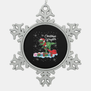 Grappige Kerstmis Dinosaurus Wraptor Velociraptor Tin Sneeuwvlok Ornament