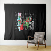 Grappige Kerstmis Dinosaurus Wraptor Velociraptor Wandkleed (In Situ (horizontaal))