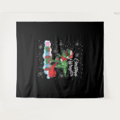 Grappige Kerstmis Dinosaurus Wraptor Velociraptor Wandkleed (Voorkant (horizontaal))