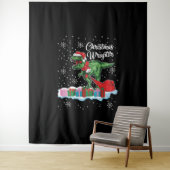 Grappige Kerstmis Dinosaurus Wraptor Velociraptor Wandkleed (In situ)