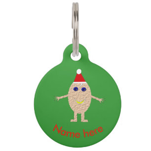 Grappige Kerstmis Ei Hondenpenning Met Naam Huisdierpenning