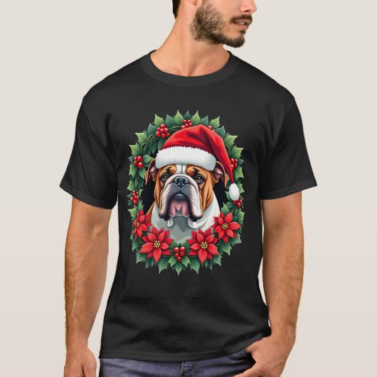 Grappige Kerstmis Engelse Bulldog Tank Top (Voorkant)