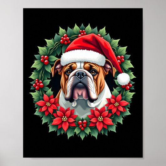 Grappige Kerstmis Engelse Bulldog Tank Top Poster (Voorkant)