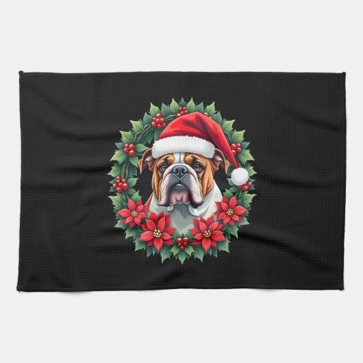 Grappige Kerstmis Engelse Bulldog Tank Top Theedoek (Horizontaal)