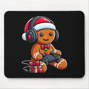 Grappige Kerstmis Gamer Gemberkoek Kerst Spelende  Muismat