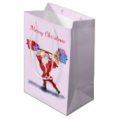 Grappige Kerstmis Gift Bag Bodybuilder Santa Medium Cadeauzakje (Voorkant Gekanteld)