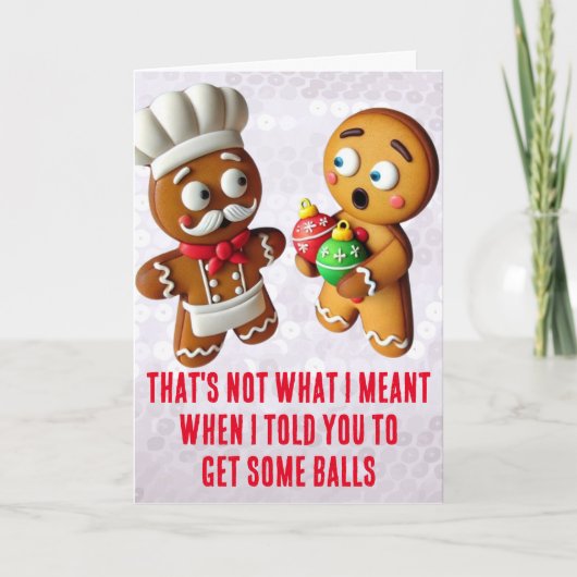 Grappige Kerstmis: Gingerbread kerstballen Kaart (Voorkant)