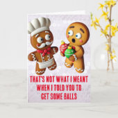 Grappige Kerstmis: Gingerbread kerstballen Kaart (Gele Bloem)