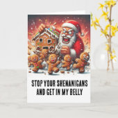 Grappige Kerstmis: Gingerbread Mannen & Hanger Ker Kaart (Gele Bloem)