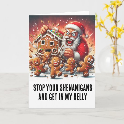 Grappige Kerstmis: Gingerbread Mannen & Hanger Ker Kaart (Gele Bloem)